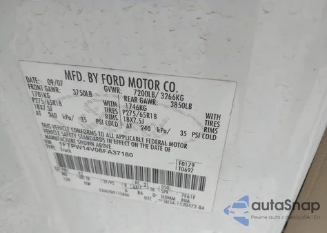 2008 Ford F-150 60Th Anniversary/Fx4/King Ranch/Lariat/Xlt from USA, damaged, VIN 1FTPW14V08FA37180